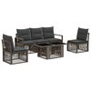 vidaXL Ensemble de canap&eacute; de jardin 6 pc Gris et Gris fonc&eacute; polyrotin