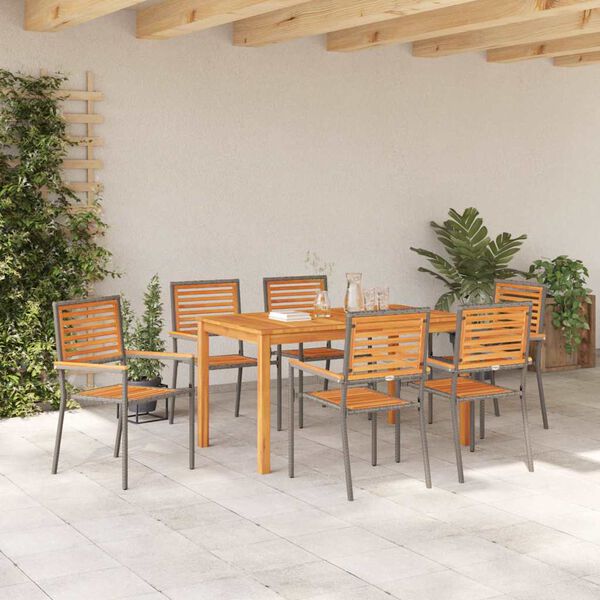 vidaXL Ensemble de salle &agrave; manger pour jardin 7 pcs Gris