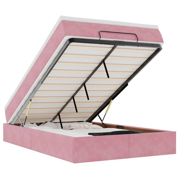vidaXL Lit ottoman avec matelas rose 120x190 cm velours