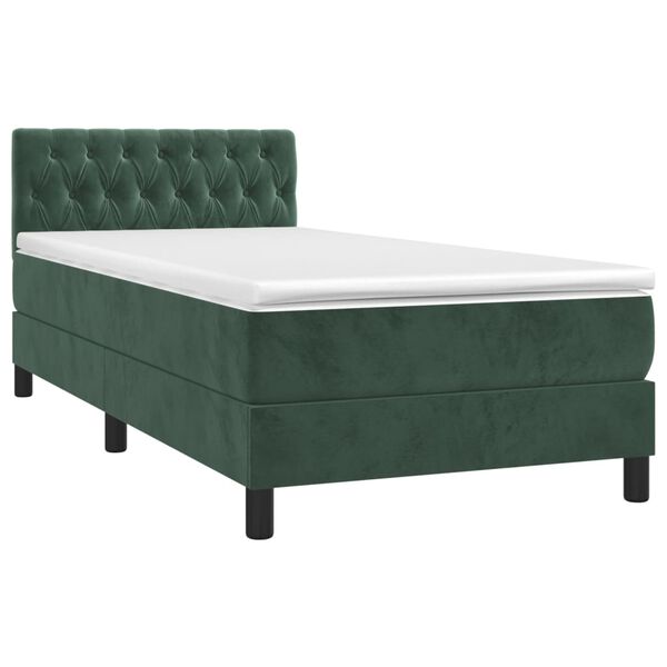 vidaXL Sommier &agrave; lattes de lit avec matelas Vert fonc&eacute; 90x190 cm