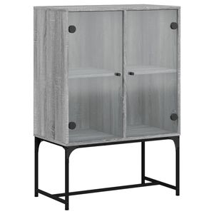 vidaXL Armoire lat&eacute;rale avec portes en verre sonoma gris 69x37x100 cm