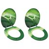 vidaXL Si&egrave;ges de toilette avec couvercle 2 pcs MDF Vert Gouttes d'eau