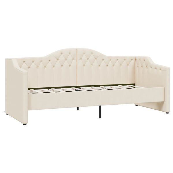 vidaXL Lit avec &eacute;clairage USB Cr&egrave;me Tissu 90x200 cm