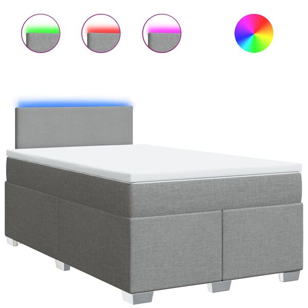 vidaXL Sommier &agrave; lattes de lit et matelas gris clair 120x190 cm tissu