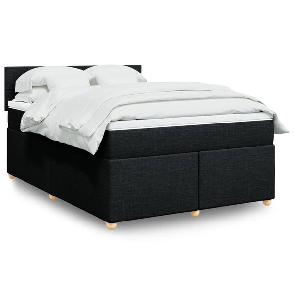 vidaXL Sommier &agrave; lattes de lit avec matelas Noir 140x200 cm Tissu