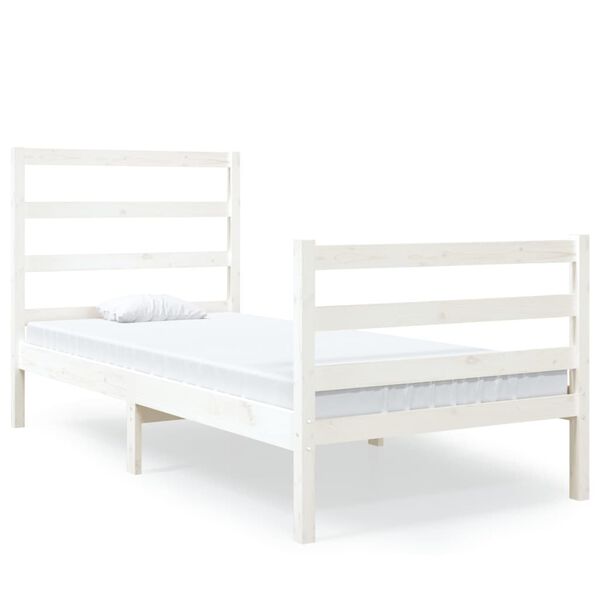 vidaXL Cadre de lit sans matelas blanc bois massif