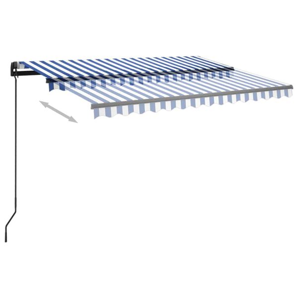 vidaXL Auvent manuel r&eacute;tractable avec LED 3x2,5 m Bleu et blanc