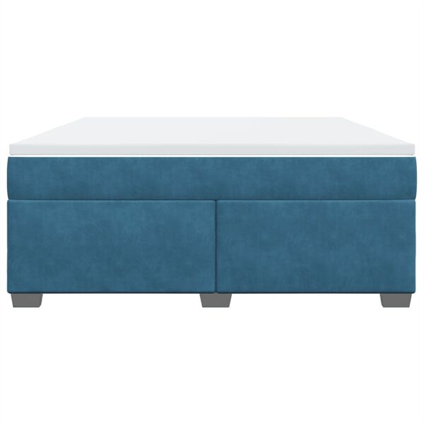 vidaXL Sommier &agrave; lattes de lit et matelas Bleu fonc&eacute; 180x200cm Velours
