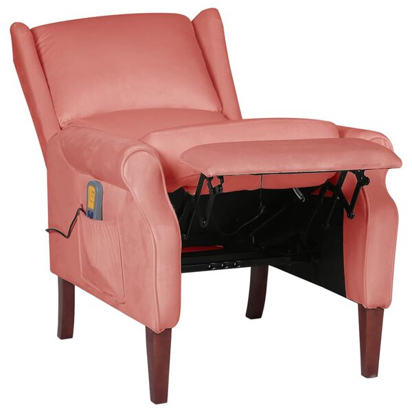 vidaXL Fauteuil de massage inclinable Rose Velours