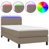 vidaXL Sommier &agrave; lattes de lit avec matelas LED Taupe 100x200 cm Tissu