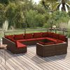 vidaXL Salon de jardin 11 pcs avec coussins marron résine tressée