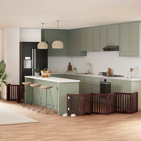 vidaXL Barri&egrave;re pour chien porte pliable 15 panneaux bois de peuplier