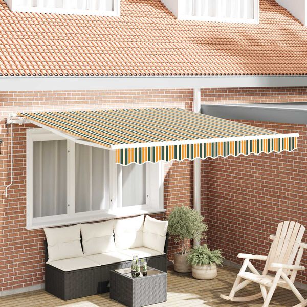 vidaXL Auvent Rétractable Vert et jaune 300 x 250 cm Tissu et acier