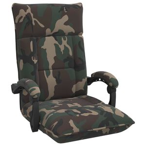 vidaXL Fauteuil de sol ajustable Vert arm&eacute;e Tissu