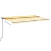 vidaXL Auvent automatique capteur de vent LED 500x350cm Jaune et blanc
