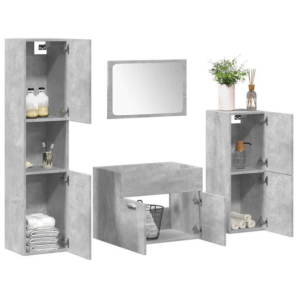 vidaXL Ensemble de meubles de salle de bain 4 pcs gris b&eacute;ton