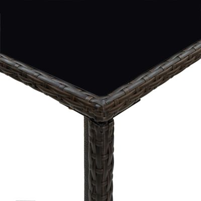 vidaXL Table de bar de jardin Marron 70x70x110 cm Résine tressée verre