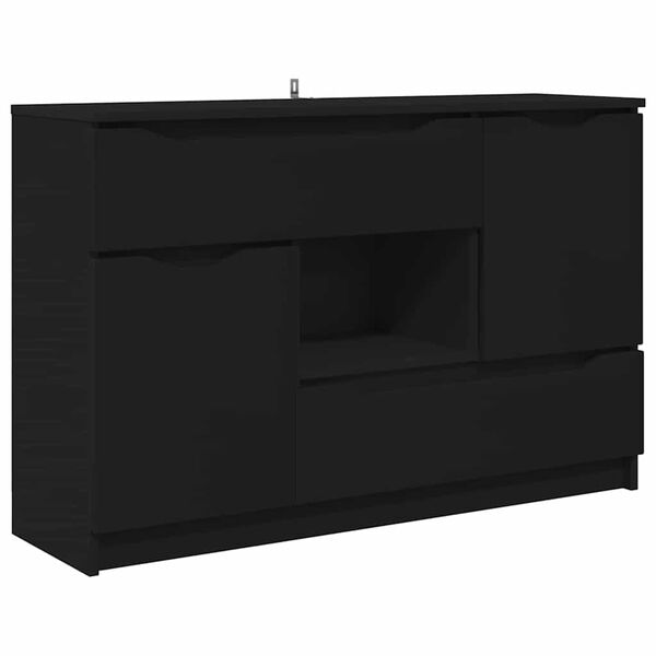 vidaXL Buffet avec tiroir Noir 100 x 30 x 65,6 Bois d'ing&eacute;nierie