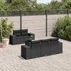 vidaXL Salon de jardin 6 pcs avec coussins noir r&eacute;sine tress&eacute;e