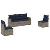 vidaXL Ensemble de canap&eacute; de jardin 5 pcs avec coussins gris r&eacute;sine tress&eacute;e
