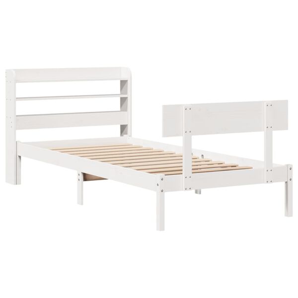 vidaXL Cadre de lit sans matelas blanc 90x190 cm bois de pin massif