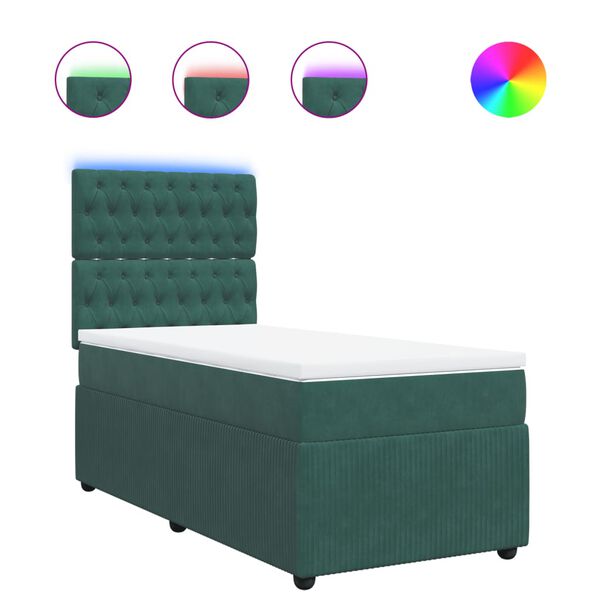 vidaXL Sommier &agrave; lattes de lit avec matelas Vert fonc&eacute; 90x200 cm