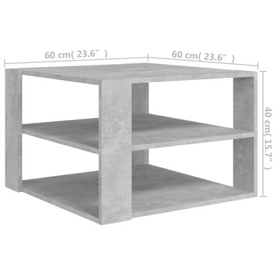 vidaXL Table basse Gris béton 60x60x40 cm Aggloméré