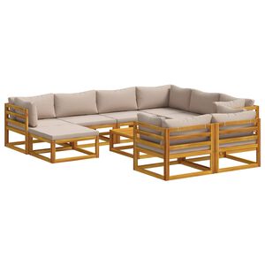 vidaXL Ensemble de Canap&eacute;s 10 pc Naturel Bois d'Acacia Massif