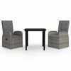 vidaXL Ensemble &agrave; manger de jardin avec coussins 3 pcs Gris