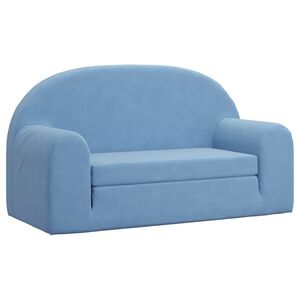 vidaXL Canap&eacute;-lit pour enfants 2 places bleu peluche douce