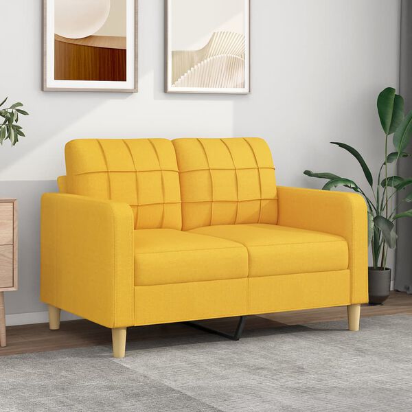 vidaXL Canap&eacute; &agrave; 2 places Jaune clair 120 cm Tissu