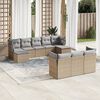 vidaXL Salon de jardin avec coussins 10 pcs beige résine tressée
