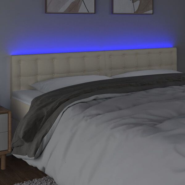 vidaXL T&ecirc;te de lit &agrave; LED Cr&egrave;me 180x5x78/88 cm Similicuir