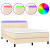 vidaXL Sommier &agrave; lattes de lit avec matelas LED Cr&egrave;me 140x200 cm Tissu