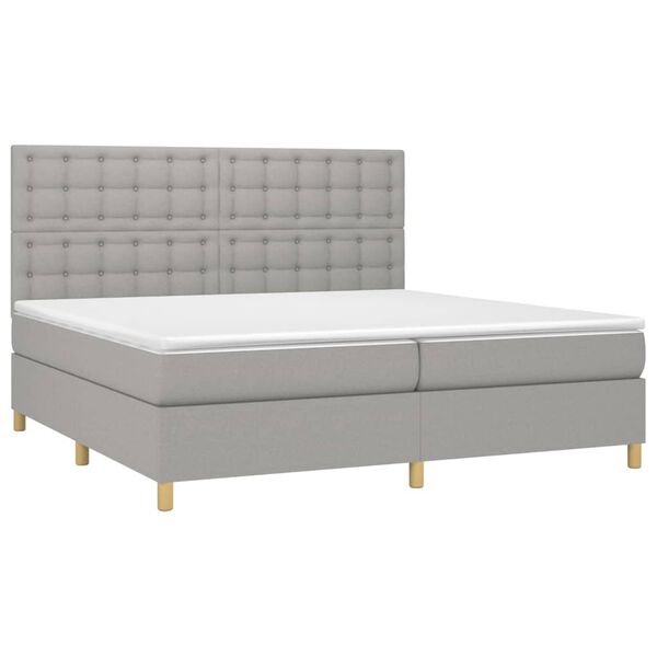 vidaXL Sommier &agrave; lattes de lit matelas et LED Gris clair 200x200 cm