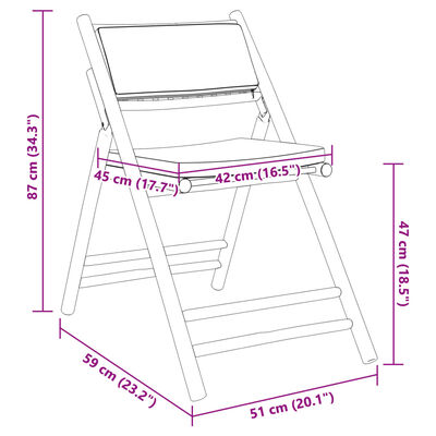 vidaXL Chaises de bistro pliantes lot de 4 et coussins blanc crème