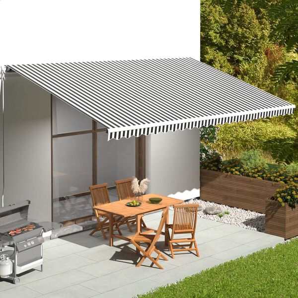 vidaXL Tissu de remplacement pour auvent Anthracite et blanc 6x3,5 m