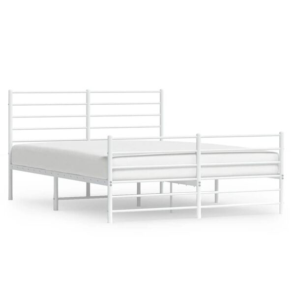 vidaXL Cadre de lit m&eacute;tal sans matelas et pied de lit blanc 140x190 cm