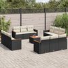 vidaXL Salon de jardin avec coussins 13 pcs noir r&eacute;sine tress&eacute;e
