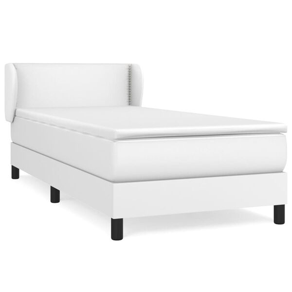 vidaXL Sommier &agrave; lattes de lit avec matelas Blanc 90x200 cm Similicuir