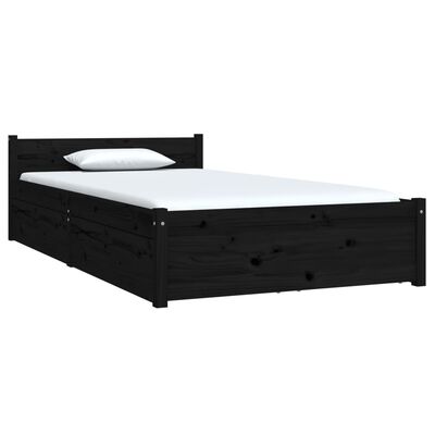 vidaXL Cadre de lit avec tiroirs Noir 90x190 cm Simple