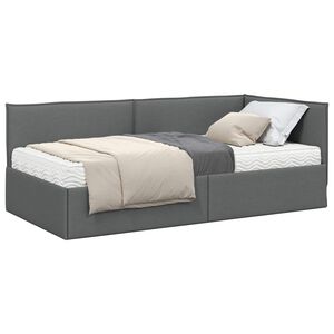 vidaXL Cadre de lit d'angle avec matelas 2 pcs Gris Velours