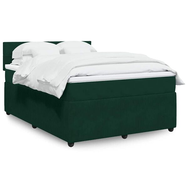 vidaXL Sommier &agrave; lattes de lit et matelas Vert fonc&eacute; 140x190cm Velours