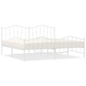 vidaXL Cadre de lit m&eacute;tal sans matelas et pied de lit blanc 193x203 cm