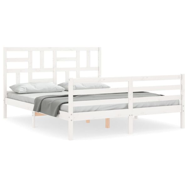 vidaXL Cadre de lit sans matelas blanc bois de pin massif