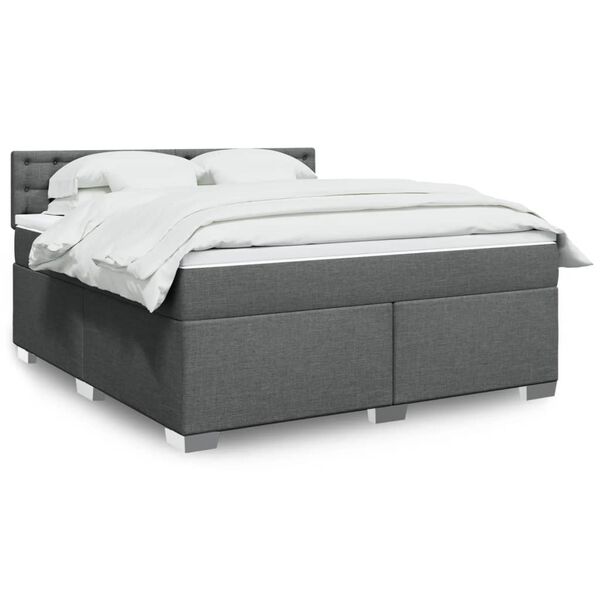 vidaXL Sommier &agrave; lattes de lit avec matelas Gris fonc&eacute; 180x200cm Tissu