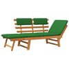 vidaXL Banc de jardin avec coussins 2-en-1 190 cm Bois solide d'acacia