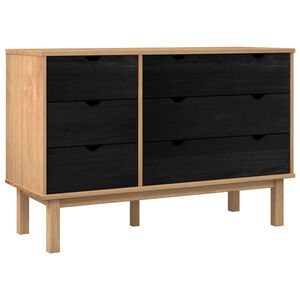 vidaXL Armoire &agrave; tiroirs avec tiroir OTTA Noir 111 x 43 x 73,5 cm