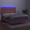 vidaXL Sommier &agrave; lattes de lit matelas et LED Rose 140x190 cm Velours