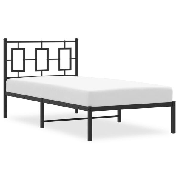 vidaXL Cadre de lit m&eacute;tal sans matelas avec t&ecirc;te de lit noir 90x200 cm